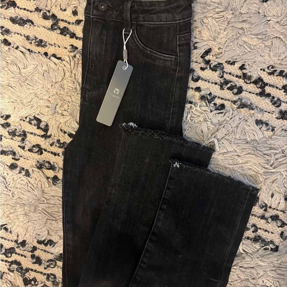 Girls black Tractr straight denim